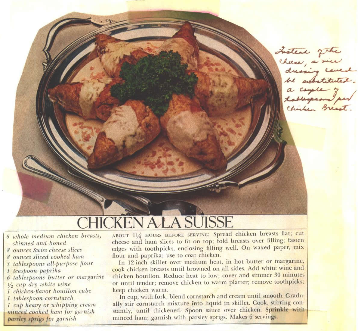 Chicken a la Suisse Tim’s Mom’s Cook Books