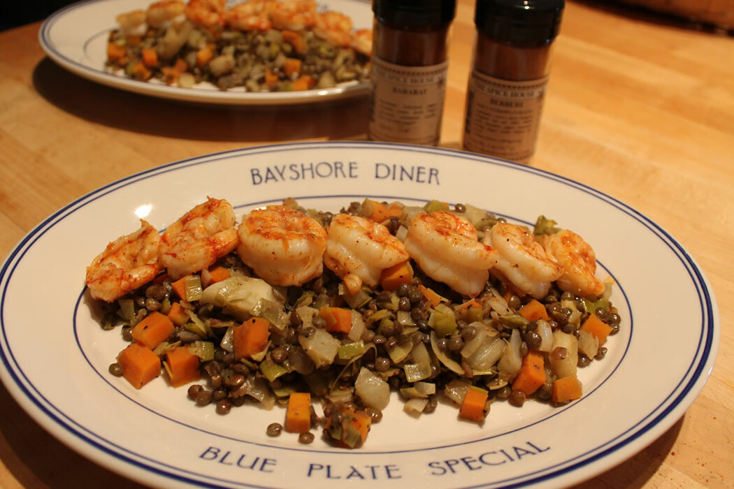 shrimp and lentils