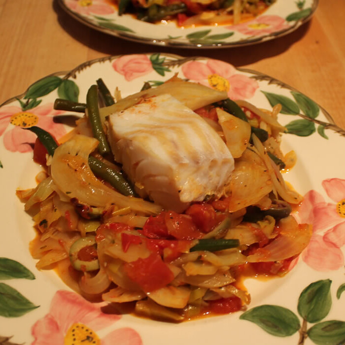 Cod with Braised Leeks and Fennel