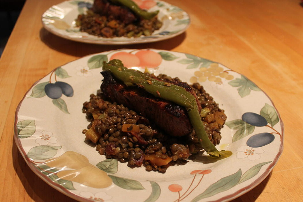 Steaks and Lentils