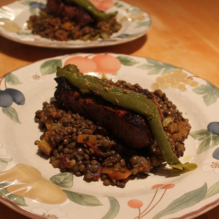 Steaks and Lentils