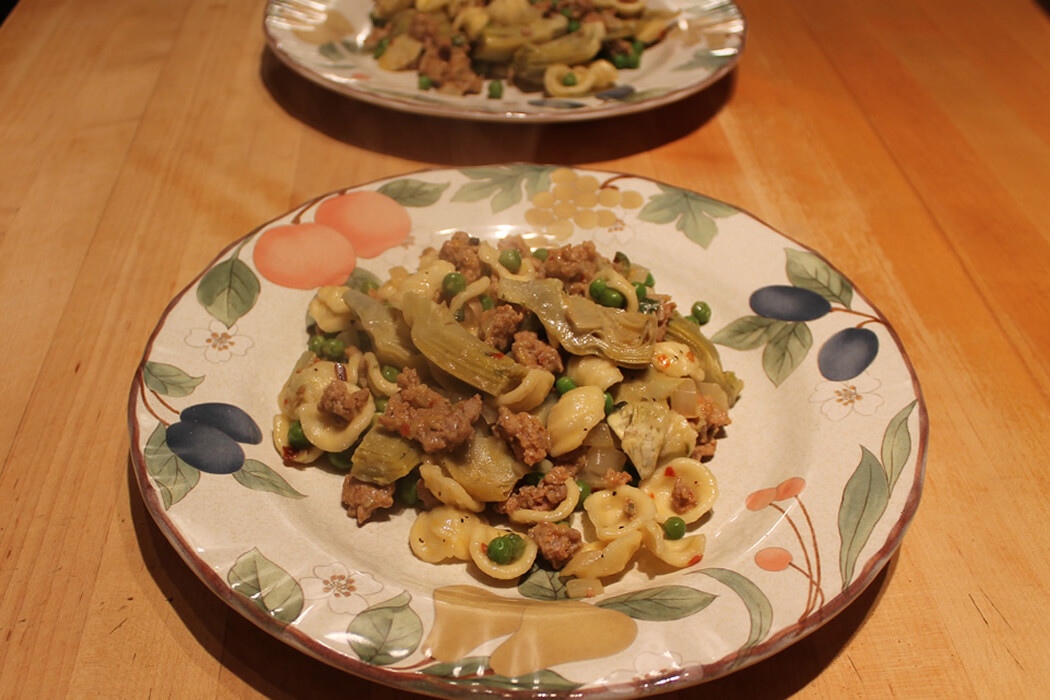 Orecchiette, Sausage, and Artichokes