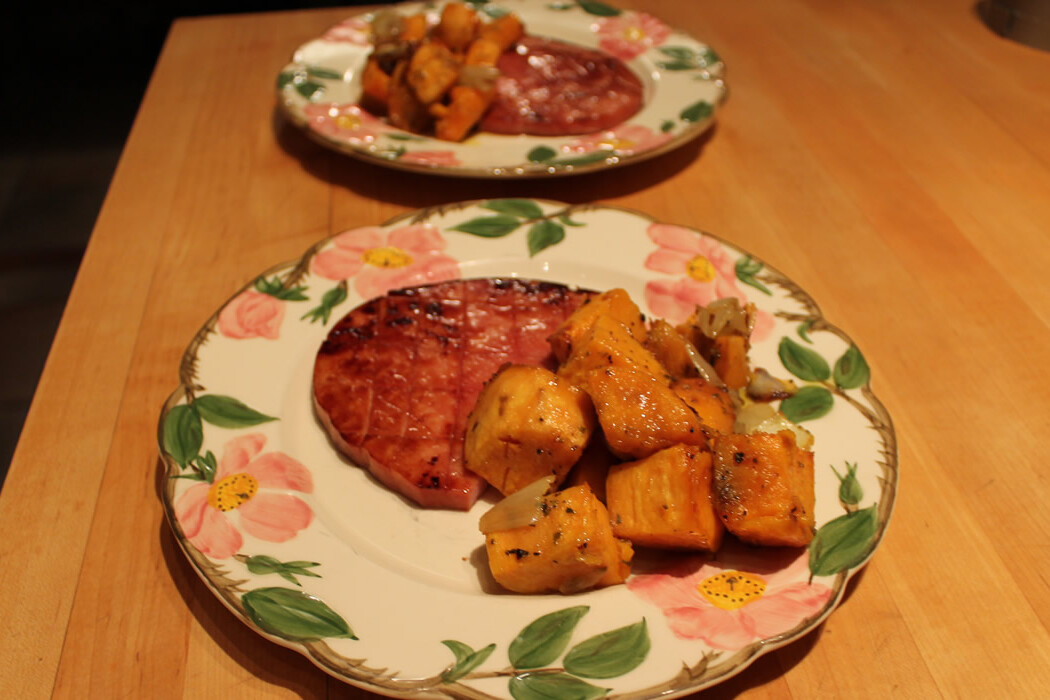 Ham Steak and Sweet Potatoes