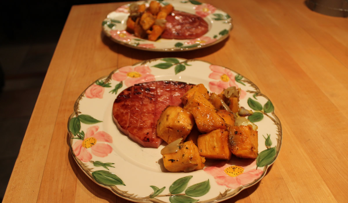 Ham Steak and Sweet Potatoes