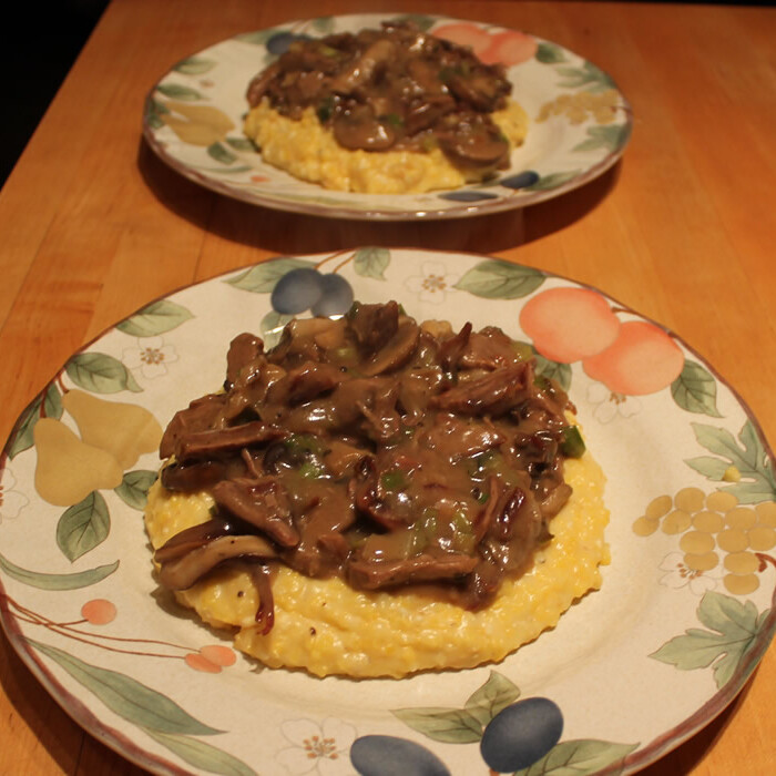 Beef and Mushrooms with Polenta