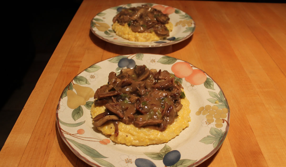 Beef and Mushrooms with Polenta